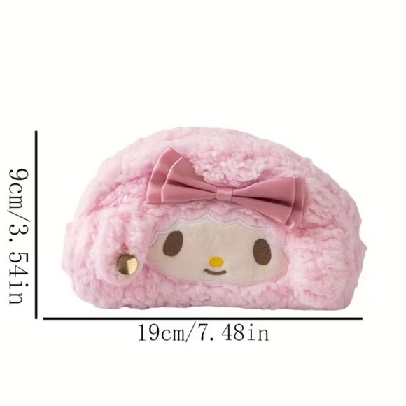 HELLO KITTY “My Melody” Fuzzy Cosmetic Bag BRAND-NEW & SO CUTE! - Picture 2 of 4